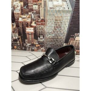Men 10 US Ferragamo Loafers Black Shoes